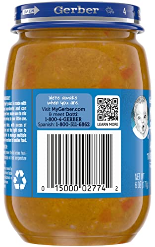 Gerber Mealtime for Baby 3rd Foods Baby Food Jar, Harvest Turkey Dinner, Advanced Texture with No Artificial Flavors or Colors, 6 OZ Glass Jar (Pack of 12)