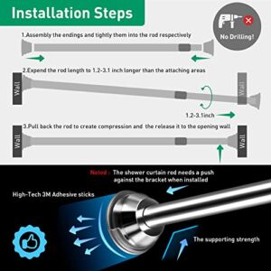 AYAYASTORY Adhesive Shower Curtain Rod Holder,No Slippage Wall Mount Retainer of Shower Rod for bathroom,Heavy Duty Tension Rod brackets No Drilling(Shower Curtain Rod Not Included) (4 Pack)