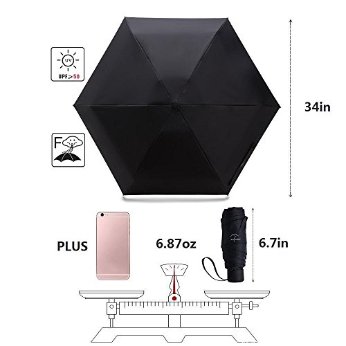 NOOFORMER mini Travel sun&rain Umbrella - Lightweight Compact Parasol Umbrellas with 95% UV Protection for Men Women Multiple Colors