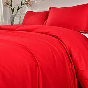 Colourful Snail 100-Percent Cotton Duvet Cover Set, Hidden Zipper Closure, Ultra Soft, Easy Care and Durable, Simple Bedding Style, Queen, Red