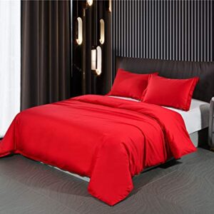 Colourful Snail 100-Percent Cotton Duvet Cover Set, Hidden Zipper Closure, Ultra Soft, Easy Care and Durable, Simple Bedding Style, Queen, Red