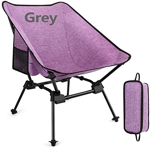 Banzk Camping Chairs for Adults 2023 Outdoor Ultralight Folding Compact Chairs Portable Backpacking Lawn Chair for Beach Outside Picnic Travel Fishing Hiking 400lb (Grey)