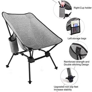 Banzk Camping Chairs for Adults 2023 Outdoor Ultralight Folding Compact Chairs Portable Backpacking Lawn Chair for Beach Outside Picnic Travel Fishing Hiking 400lb (Grey)