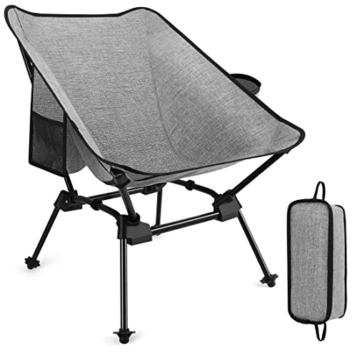 Banzk Camping Chairs for Adults 2023 Outdoor Ultralight Folding Compact Chairs Portable Backpacking Lawn Chair for Beach Outside Picnic Travel Fishing Hiking 400lb (Grey)