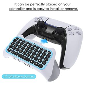 MENEEA Wireless Controller Keyboard for PS5, Bluetooth 3.0 Mini Portable Gamepad Chatpad with Built-in Speaker & 3.5MM Audio Jack for Playstation 5 Voice Chat Board for Messaging and Gaming Live Chat