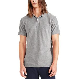 dockers men's slim fit short sleeve performance pique polo, gray heather, large