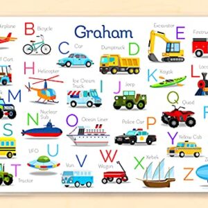 Vehicle Alphabet Personalized Placemat, by Art Appeel, 18" x 12" Inches, Laminated