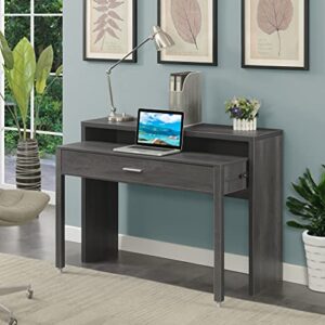 Convenience Concepts Newport JB Console/Sliding Desk with Drawer and Riser, Charcoal Gray