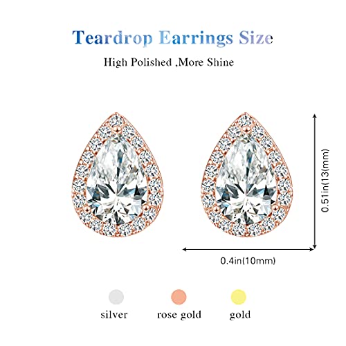 DHQH 4/6 Pairs Bridesmaids Earrings Classic Cubic Zirconia Teardrop Stud Earrings for Women Girls I Couldn’t Tie a Knot Without You Brides Bridesmaids Proposal Wedding Jewelry Gifts, C-rose gold(set of 4)