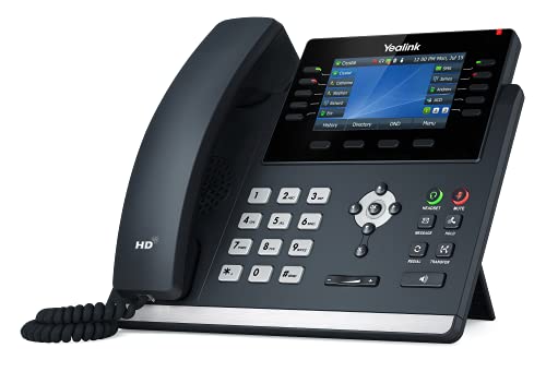 Yealink T46U IP Phone, 16 VoIP Accounts. 4.3-Inch Color Display. Dual USB 2.0, Dual-Port Gigabit Ethernet, 802.3af PoE, Power Adapter Not Included (SIP-T46U) (Renewed)