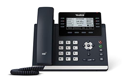Yealink T43U IP Phone, 12 VoIP Accounts. 3.7-Inch Graphical Display. Dual USB 2.0, Dual-Port Gigabit Ethernet, 802.3af PoE, Power Adapter Not Included (SIP-T43U) (Renewed)