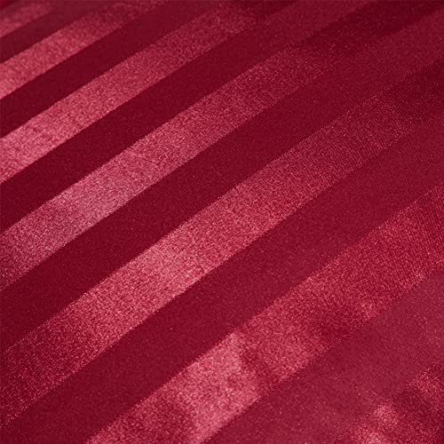 RevenRella 3 Piece Satin Duvet Cover Set Bedding Sets Italian Style 1800 Series Luxury Rich Silk Silky Super Soft Stripes Hidden Zipper Closure Reversible Wrinkle Free Honeymoon(Burgundy, King)