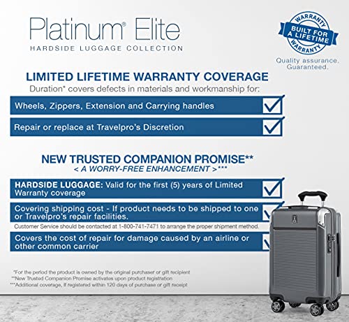 Travelpro Platinum Elite Hardside Expandable Spinner Wheel Luggage TSA Lock Hard Shell Polycarbonate Suitcase, True Navy Blue, Carry on 21-Inch