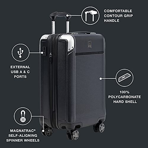 Travelpro Platinum Elite Hardside Expandable Spinner Wheel Luggage TSA Lock Hard Shell Polycarbonate Suitcase, True Navy Blue, Carry on 21-Inch