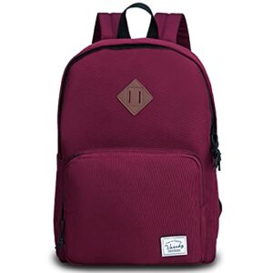 vaschy school backpack, ultra lightweight backpack for women bookbag for kids teen boys girls burgundy