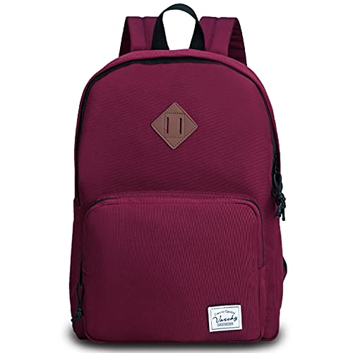 VASCHY School Backpack, Ultra Lightweight Backpack for Women Bookbag for Kids Teen Boys Girls Burgundy