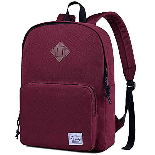 VASCHY School Backpack, Ultra Lightweight Backpack for Women Bookbag for Kids Teen Boys Girls Burgundy