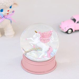 Unicorn Snow Globes for Girls, 100MM Pink Glitter Glass Snowglobe for Kids, Christmas Birthday Gifts for Girls,Wife,Daughter,Granddaughter