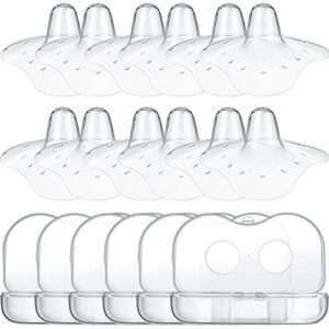 12 pieces nipple shields 20 mm contact nipple protector breastfeeding everters with clear carrying case silicone nipple extender made without bpa for latch difficulties or flat or inverted nipples