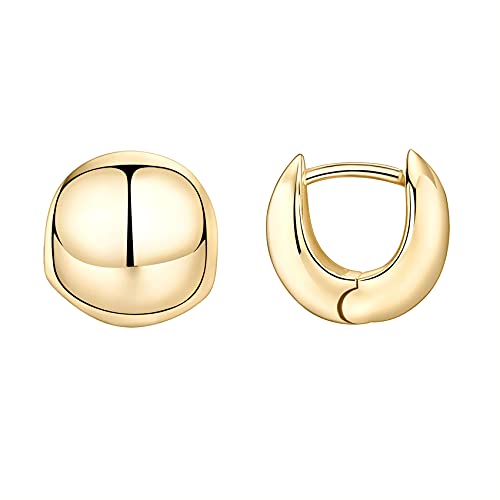 PAVOI 14K Yellow Gold Plated 925 Sterling Silver Post Ball Huggie Earrings | Women's Gold Plated Earrings | Small Earrings For Women