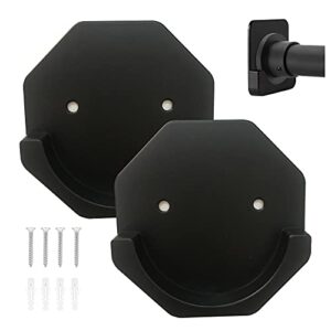 shower curtain rod mount holders 2 pack adhesive shower rod brackets stick on wall mounted tension rod holders for bathroom curtain rod hangers stable easy installed black hexagon rod retainers