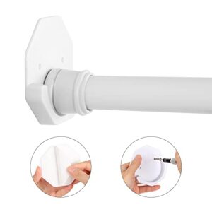 Shower Curtain Rod Mount Holders 2 Pack Adhesive Shower Rod Brackets Stick On Wall Mounted Tension Rod Holders for Bathroom Curtain Rod Hangers Stable Easy Installed Black Hexagon Rod Retainers