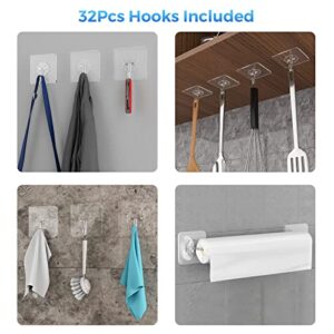 FESODR Toilet Brush with Holder (32Pcs Hooks Included), Silicone Brush Head Easily Clean Dead Corners, White