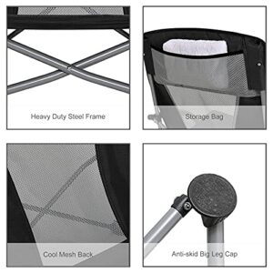 G4Free 2 Pack Low Sling Beach Chair, Folding Portable Beach Chair, Backpack Camping Chair for Adults with Mesh Back and Low Seat, Heavy Duty Reclining for Sand Camping Black