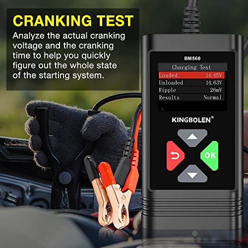 Car Battery Tester 6V 12V Battery Load Tester, BM560 100-2000 CCA Auto Battery Tester Automotive Alternator Digital Battery Analyzer Charging Cranking System Tester for Car Motorcycle ATV SUV Boat