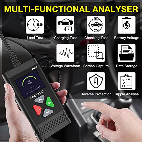 Car Battery Tester 6V 12V Battery Load Tester, BM560 100-2000 CCA Auto Battery Tester Automotive Alternator Digital Battery Analyzer Charging Cranking System Tester for Car Motorcycle ATV SUV Boat