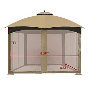 CoastShade Universal Replacement Canopy Mosquito Netting Screen Sidewalls Height 7FT for 8x8 or 10x10 or 10x12 Gazebo Canopy,Beige