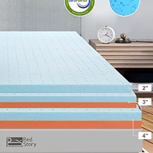 BedStory 2 Inch Premium Memory Foam Mattress Topper, Queen Size Gel Infused Bed Toppers, Soft Foam Pad with Removable Cover