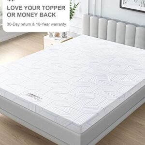 BedStory 2 Inch Premium Memory Foam Mattress Topper, Queen Size Gel Infused Bed Toppers, Soft Foam Pad with Removable Cover