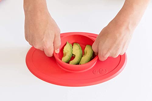 ezpz Tiny Collection Set (Lime) - 100% Silicone Cup, Spoon & Bowl with Built-in Placemat for First Foods + Baby Led Weaning + Purees - Designed by a Pediatric Feeding Specialist - 6 Months+