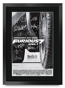 hwc trading fast & furious 7 vin diesel, paul walker, dwayne johnson 16 x 12 inch framed gifts printed poster signed autograph picture for movie memorabilia fans - 16" x 12" framed