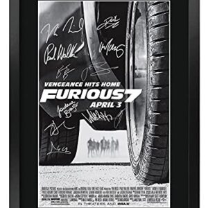 HWC Trading Fast & Furious 7 Vin Diesel, Paul Walker, Dwayne Johnson 16 x 12 inch Framed Gifts Printed Poster Signed Autograph Picture for Movie Memorabilia Fans - 16" x 12" Framed