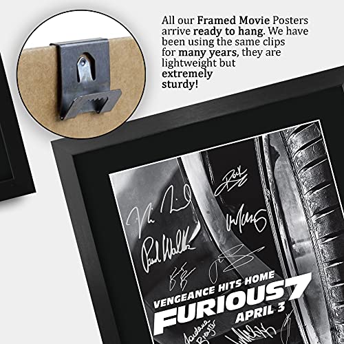 HWC Trading Fast & Furious 7 Vin Diesel, Paul Walker, Dwayne Johnson 16 x 12 inch Framed Gifts Printed Poster Signed Autograph Picture for Movie Memorabilia Fans - 16" x 12" Framed