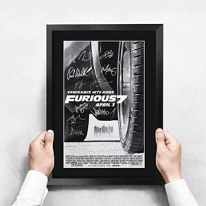 HWC Trading Fast & Furious 7 Vin Diesel, Paul Walker, Dwayne Johnson 16 x 12 inch Framed Gifts Printed Poster Signed Autograph Picture for Movie Memorabilia Fans - 16" x 12" Framed