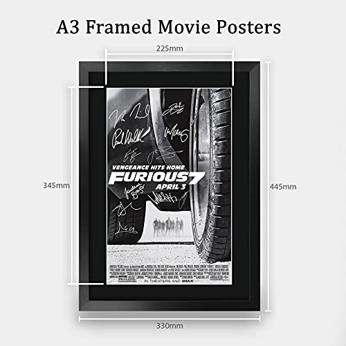 HWC Trading Fast & Furious 7 Vin Diesel, Paul Walker, Dwayne Johnson 16 x 12 inch Framed Gifts Printed Poster Signed Autograph Picture for Movie Memorabilia Fans - 16" x 12" Framed