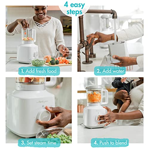 The First Years First Fresh Foods Blender & Steamer 2 in 1 - Baby Food Maker for Healthy Homemade Baby Food – Easy-to-Clean Baby Food Processor – Dishwasher safe –3.5 Cup Capacity