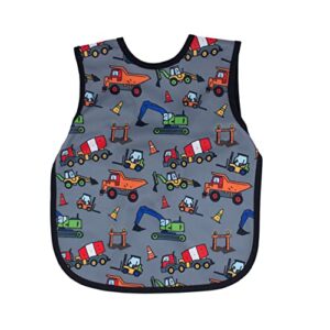 bapronbaby construction zone bapron - no neck tie safer bib for baby & toddler - soft waterproof stain resistant - machine washable - sz baby/toddler 6m-3t