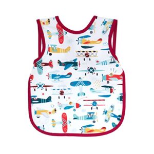 bapronbaby retro airplanes bapron - no neck tie safer bib for baby & toddler - soft waterproof stain resistant - machine washable - sz baby/toddler 6m-3t