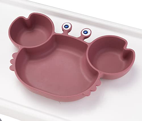 Silicone Suction Plate for Toddlers - Self Feeding Training Divided Plate Dish and Bowl for Baby and Toddler, Fits for Most Highchairs Trays, BPA Free Microwave Dishwasher Safe