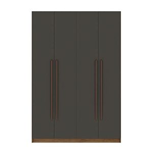 manhattan comfort gramercy mid century modern 2-section freestanding wardrobe armoire closet, nature and textured grey