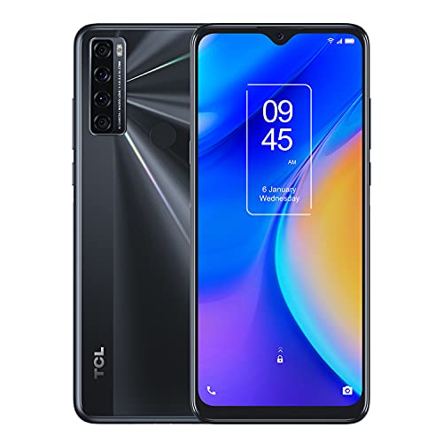 TCL 20 SE 6.82" Unlocked Cellphone, 4GB RAM + 128GB ROM, US Version Android Smartphone 48MP AI Quad-Camera, 5000mAh Mobile Phone, Dual Speaker, OTG Reverse Charging, Android 11, Nuit Black