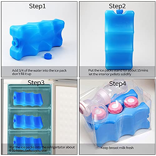 ISUSSER Pack of 3 Reusable Ice Packs for Breastmilk Storage, Bottle Ice Packs for Breastfeeding Mom, Blue