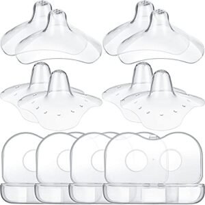8 pieces nipple cover for nursing newborn, contact nipple protector 24 mm 15 mm nipple everters with clear carrying case silicone nipple extender for breastfeeding, flat or inverted nipples