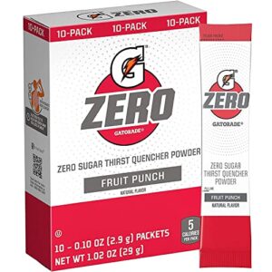 the gatorade company, gatorade g zero, sugar free powder sticks, 0.10oz packets (mixes with 20 ounces of water) 10 pack (fruit punch)
