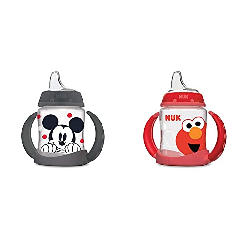 NUK Disney Learner Sippy Cup, Mickey Mouse, 5 Oz 1Pack Sesame Street Learner Cup, 5 Ounce Elmo