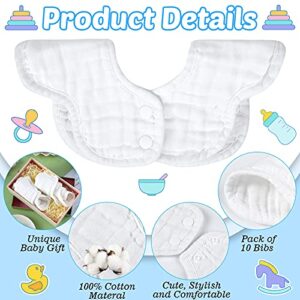 Geyoga 10 Pcs Baby Bibs 360° Rotate Soft Baby Bandana Muslin Drool Bibs Petal Bibs Burp Gauze Cloths Absorbent Bib (,)